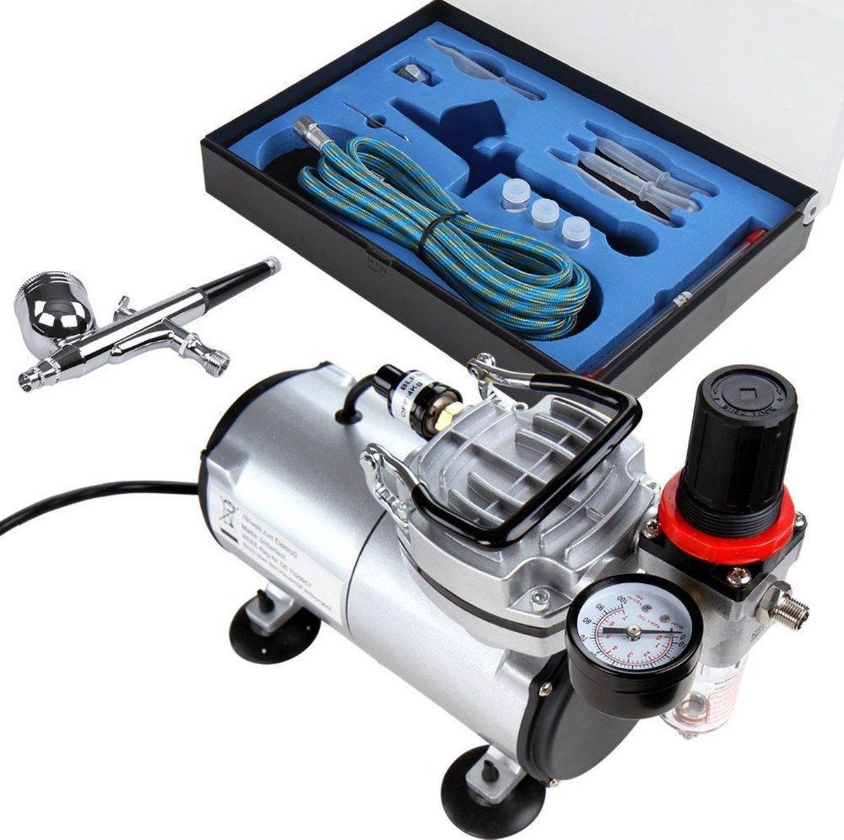Timbertech Airbrush Set met Compressor en Double Action Airbrush ABPST05