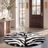 Safavieh Florida Shag Collection Hoogpolig tapijt voor woonkamer, eetkamer, slaapkamer, ivoorkleurig, zwart, 61 x 91 cm