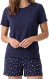 Schiesser Dames pyjama Mix & Relax blauw / crème