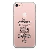 Zokko Beschermhoes voor iPhone 7/7 Plus, behalve fouten, Papa Altijd Grand, maat iPhone 7, zacht, transparant, zwarte inkt.