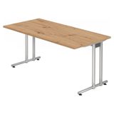 hjh OFFICE PRO NANO 16 S Bureau - 160 x 80 Essen-Eik/Zilver