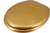 Unbranded Houten toiletbril met messing scharnieren - extreem stabiel - goudkleurig