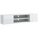 HOMCOM Meuble banc TV mural suspendu style contemporain 2 placards 2 niches centrales et 2 passe-câbles 140 x 30 x 30 cm blanc