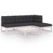 vidaXL 5-delige Loungeset met Kussens Massief Grenenhout Wit