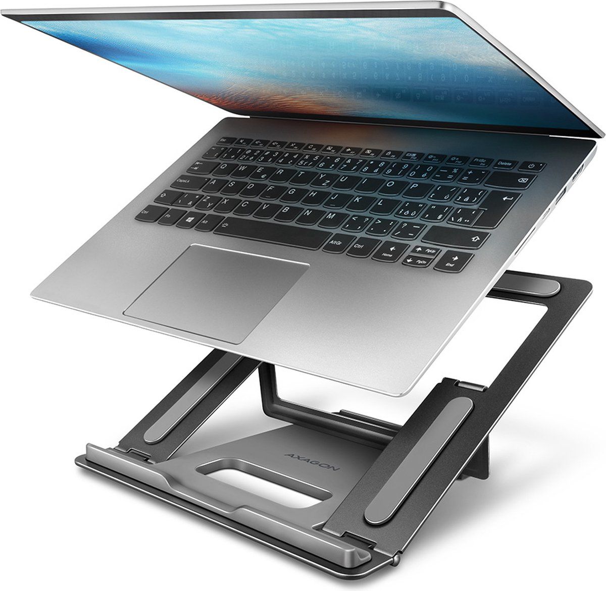AXAGON STND-L ALU laptop stand - 10 - 16 inch - grijs