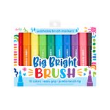 Ooly Big Bright Brush markeerstift 10 stuk(s) Borstelpunt Zwart, Blauw, Groen, Lichtblauw, Lichtgroen, Oranje, Rood, Roze, Violet, Geel