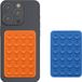 kwmobile Zuignaphouder voor beschermhoes, compatibel met iPhone en Android, 2 x antislip houder van siliconen, 5,5 x 8 cm, voor telefoonhoes - oranje-blauw