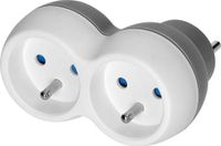 ORNO Stopcontact splitter - Verdeelstekker horizontaal - Verloopstekker 2x French - Doorvoerstekker Max 3680 Watt - Wit