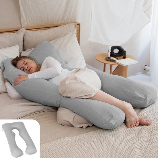 Litollo® Zwangerschapskussen XXL - Voedingskussen - Lichaamskussen - Body pillow - 280cm - Afneembare hoes - Grijs