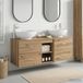 Maison Exclusive Ensemble de 3 meubles de salle de bain, bois massif chêne artisanal, 129 x 44,5 x 80 cm