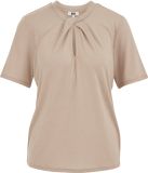 WE Fashion Dames jersey T-shirt met plooidetail en glittergaren
