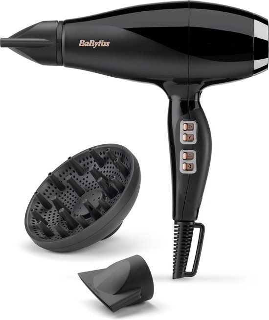 BaByliss Power Pro 2300 Föhn - 2 blaasmonden + diffuser - 122 km/u - Zwart