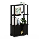 Furinno Brahms 4-laags multifunctionele displayplank met deur, espresso/zwart