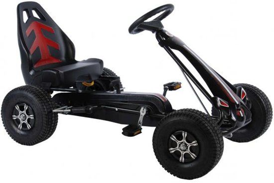 Volare Go Kart Racing Car groot met luchtbanden - Zwart