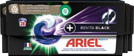 Ariel Wasmiddel Pods + Revitablack - Voor de Zwarte Was - 4 x 28 Wasbeurten - Voordeelverpakking