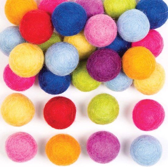Gekleurde viltballen voor knutselprojecten, maquettes en zelfgemaakte sieraden (50 stuks)