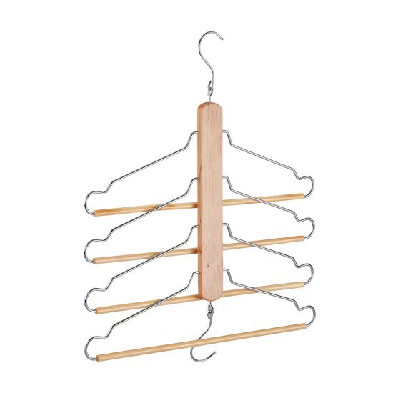 Relaxdays meervoudige kledinghanger - 4 kledinghangers - ruimtebesparende hanger - bruin Pak van 1