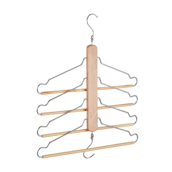 Relaxdays meervoudige kledinghanger - 4 kledinghangers - ruimtebesparende hanger - bruin | Pak van 1