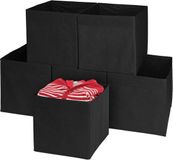 6 boîtes de rangement pliables en tissu, 33 x 33 x 37 cm, noir