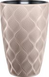Form Plastic Plantenpot/bloempot Flow Slim - kunststof - beige - D30 x H48 cm - met binnenpot - rond