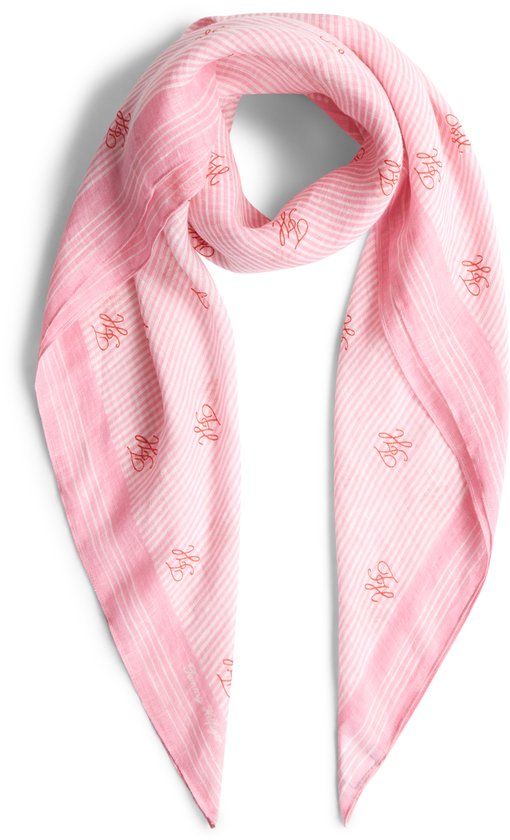 Tommy Hilfiger Sjaal TH Script Monogram Roze Linnen Unisex Volwassenen Lente/Zomer
