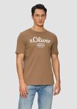 s.Oliver T-shirt met logo voor heren - Zandsteen - L