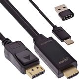 InLine® HDMI naar DisplayPort converterkabel, actieve adapterkabel met USB-stroom, UHD 4K 60Hz, voor monitor & notebook, 1,5 m, 17164I