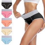 Wirarpa Dames Katoen Hoge Taille Stretch Slips Zachte Onderbroeken Volledige Bedekking 5 Stuks M