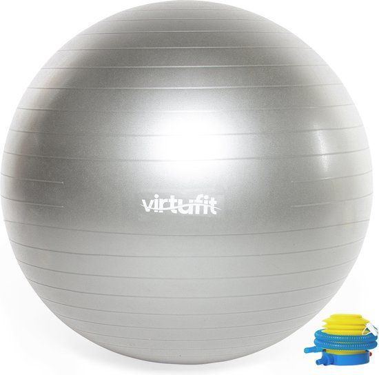 VirtuFit Yoga bal - Anti-Burst Fitnessbal Pro - Grijs - 65 cm