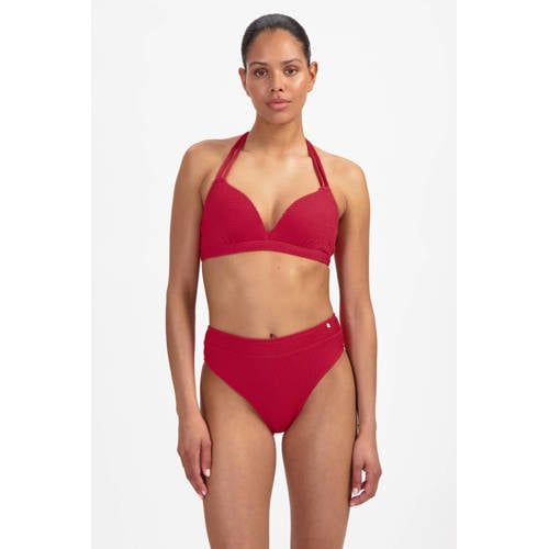 Beachlife high waist bikinibroekje met textuur rood