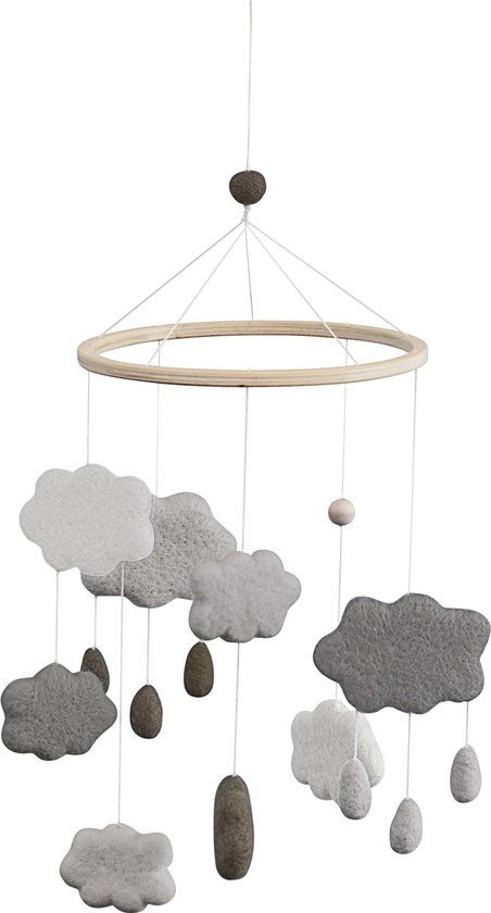 Sebra - Wolken Warm Grijs Mobiel - Grijs