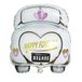 Rayher 87016000 folieballon bruiloftsauto, 49 x 63 cm, XXL ballon voor bruiloften, geschikt voor lucht- en heliumvulling, wit/roze/goud