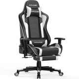 GTPLAYER - Gamingstoel met Bluetooth - Met Voetsteun en 3D Armleuningen - Wit