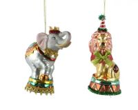 Decoris Kersthanger Glas Circus Dier - Assortiment