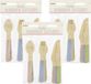 Merkloos Houten bbq/verjaardag bestek setje - pastel kleuren - 54x delig - vorken/messen/lepels