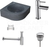 Sani Royal Natuursteen Fonteinset Rione - 30x30cm - Incl. Kraan, Afvoer & Sifon