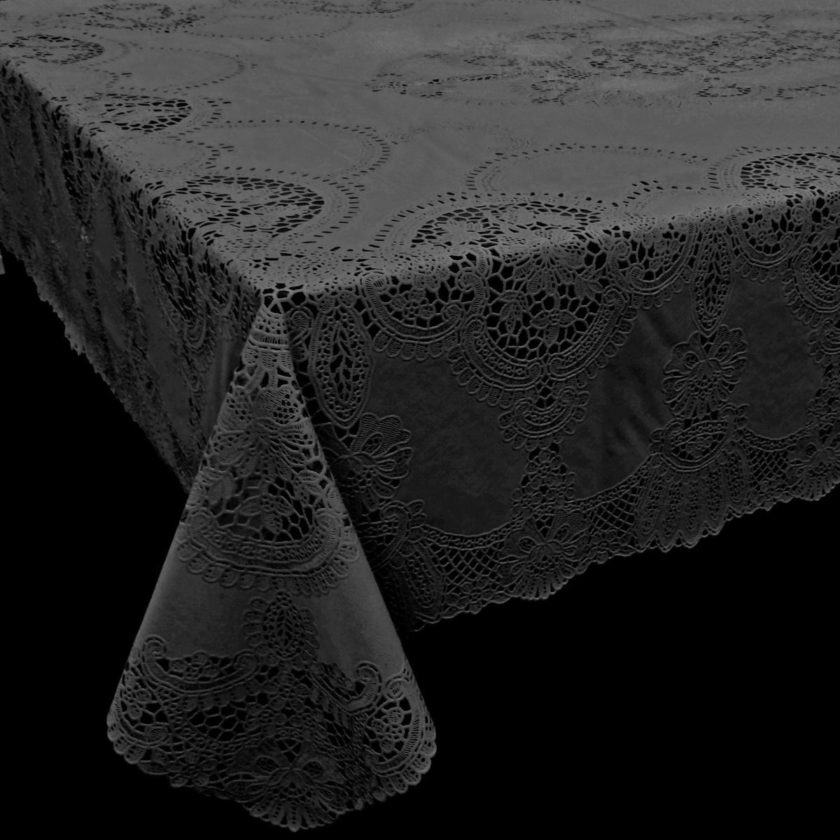 Unique Living Terraskleden/Tafelkleden - Vinyl Lace 504 Dark Grey 135 x 180 cm