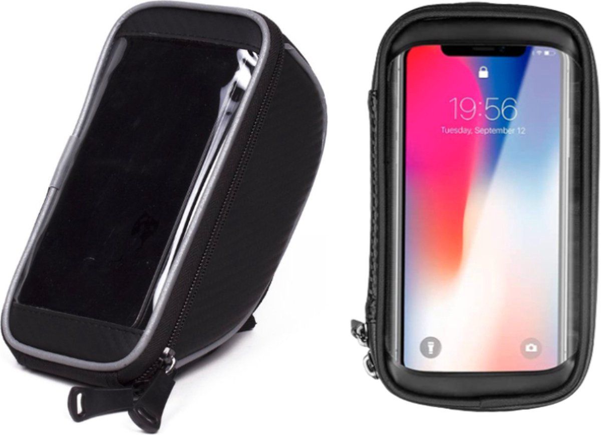 PD PD® - Telefoonhouder Fiets met Opbergvak - Waterbestendig - Universeel - Zwart