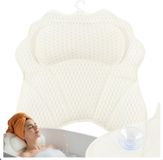 Ruhhy Coussin de bain avec ventouses - Ergonomique - Blanc - Polyester - 43x40 cm
