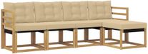 vidaXL Bank loungeset 5 zitplaatsen Wit et Beige Acacia Hout
