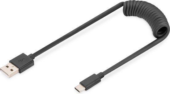 Digitus USB-kabel USB 2.0 USB-A stekker, USB-C stekker 1.00 m Zwart