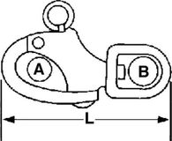 Lankhorst Taselaar Snap-shackle with swivel eye 70mm Stainless steel transparent