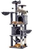 Poteau griffoir XXL - 175 cm - Colonnes à griffer en sisal - Plateformes - Panier - Hamac - Gris foncé