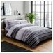 Sleepdown Dekbedovertrekset, zwart/grijs, getextureerde streep, omkeerbaar dekbedovertrek, onderhoudsvriendelijk beddengoed, zacht, gezellig beddengoedsets met kussenslopen, tweepersoons (200 cm x 200