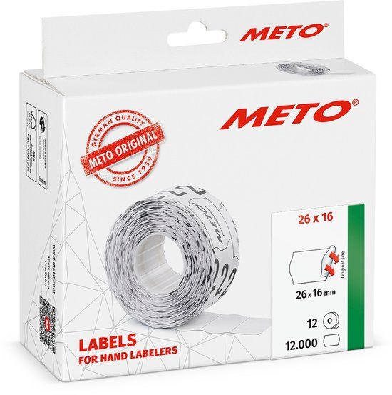 METO etiketten 30007353 - 26x16mm - 2-regelig - 12000 stuks - fluor-rood