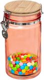 5five Voorraadbus/voorraadpot 1L Glas Koraal Oranje met Bamboe Deksel