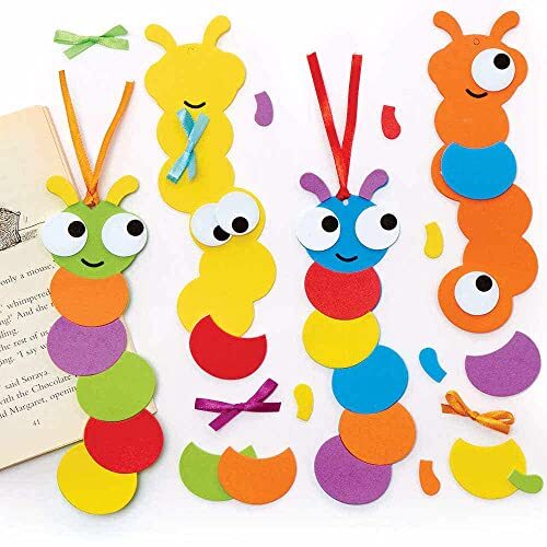 Baker Ross Baker Ross FC718 Regenboog Boekenworm Mix & Match Bladwijzerpakketten - Set van 6, Creatief en educatief knutselwerk om kinderen tot lezen aan te moedigen