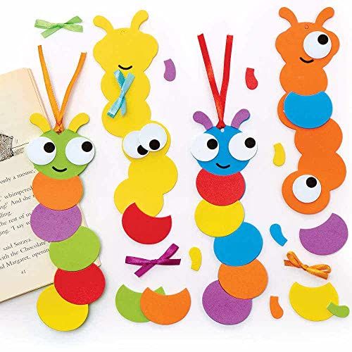 Baker Ross Regenboog Boekenworm Mix & Match Bladwijzerpakketten - Set van 6