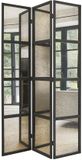 LOBERON Roomdivider Ashwyn zwart Metaal Glas Industrieel 118x180cm