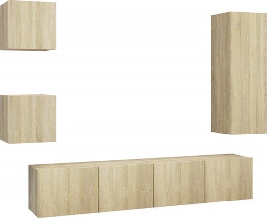 vidaXL 5-delige Tv-meubelset bewerkt hout sonoma eikenkleurig